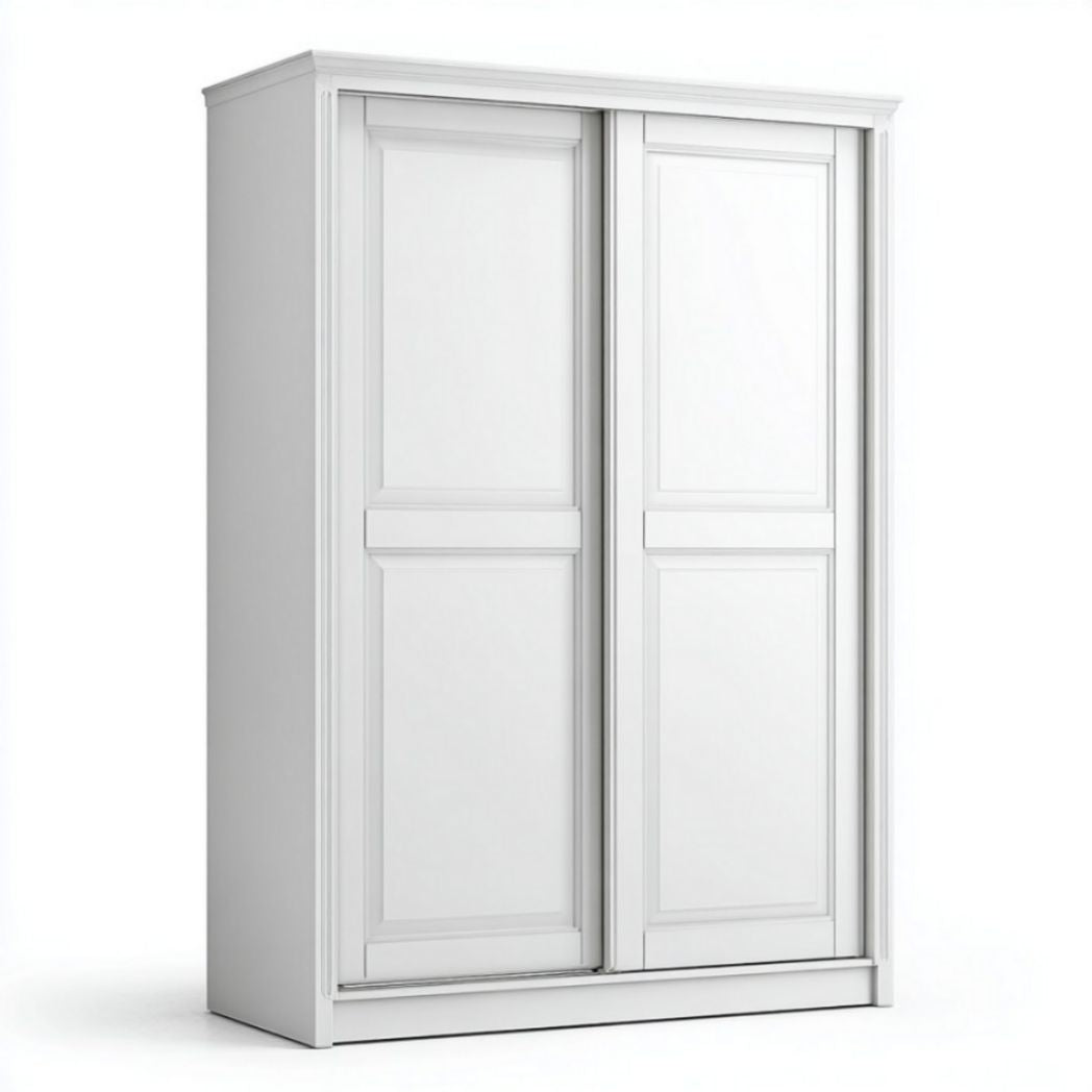 Armadio bianco a due ante scorrevoli in legno di betulla