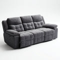 Divano reclinabile a 3 posti in tessuto grigio scuro con braccioli imbottiti