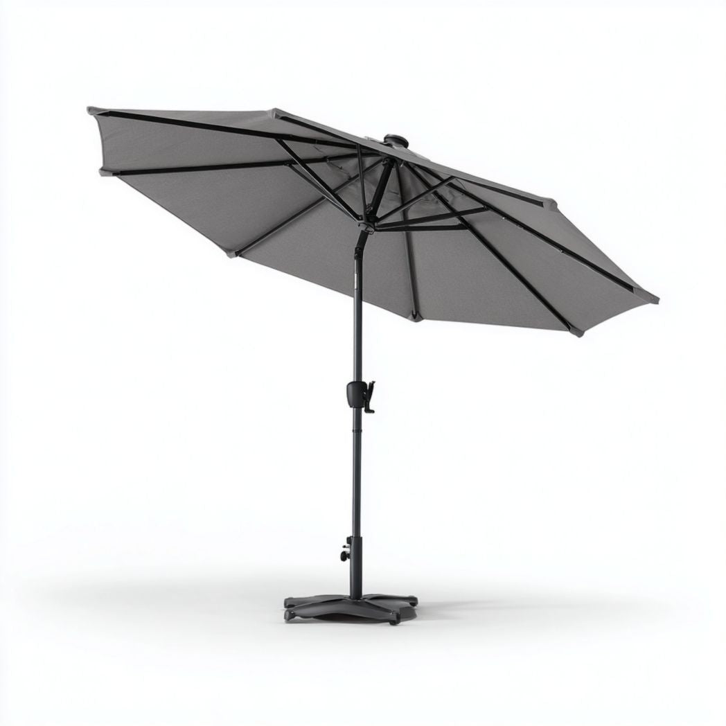 Ombrellone da giardino tondo inclinabile in alluminio e poliestere grigio Ø 300 cm